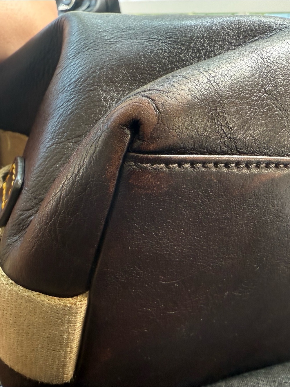 Dooney & Bourke Dark Brown Leather Satchel with Canvas Strap - Picture 12 of 16